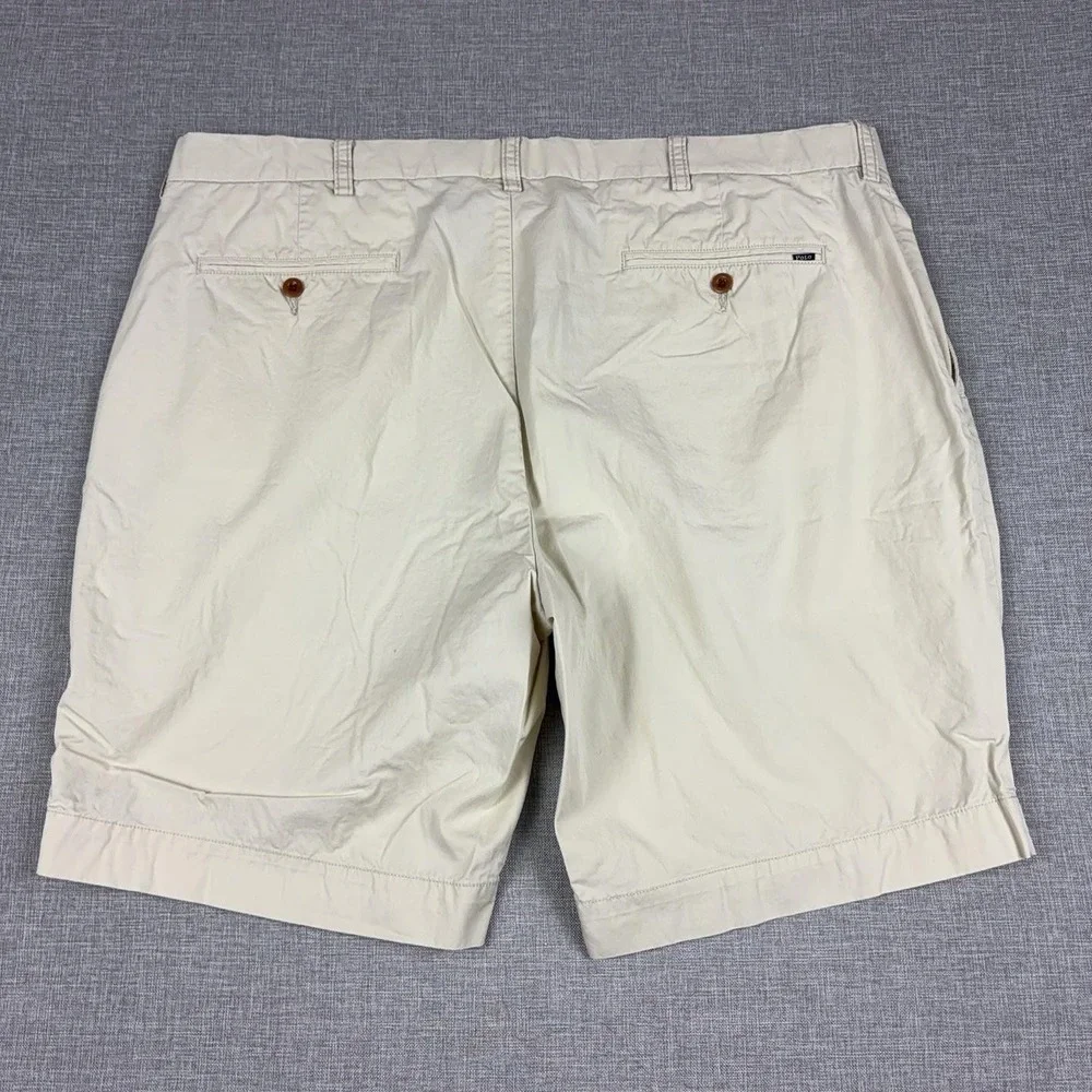 Polo Ralph Lauren Shorts Mens 40 Beige Cotton Chino Classic Fit 9 Inseam Casual